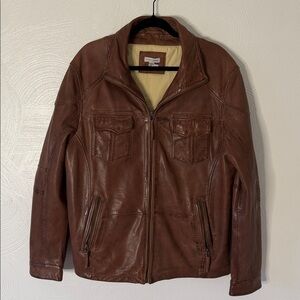Carbon 2 Cobalt Lambskin Brown Leather Jacket.  Size Large.